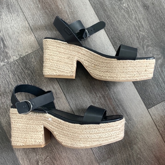 MIA black open toe platform wrap around ankle espadrille sandals NWOT size 7.5 - Picture 3 of 8